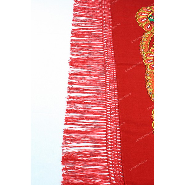 MEIO LENÇO MINHOTO COM FRANJA DE LÃ INDUSTRAL