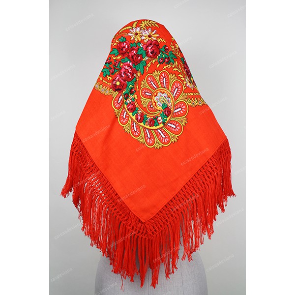 MEIO LENÇO MINHOTO COM FRANJA DE LÃ INDUSTRAL