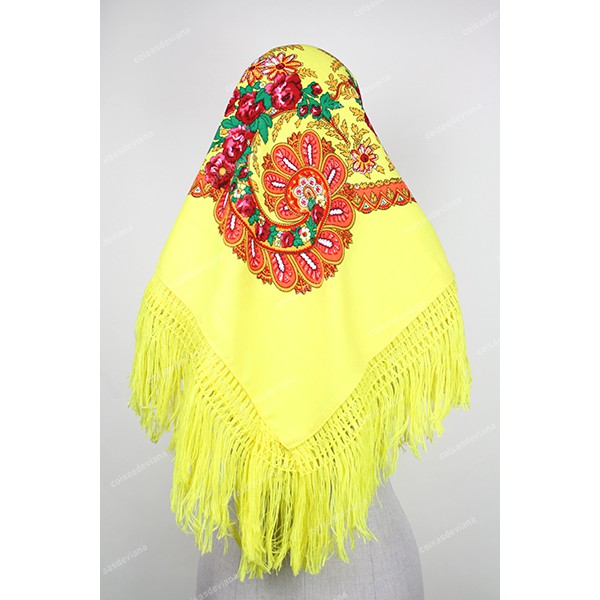 MEIO LENÇO MINHOTO COM FRANJA DE LÃ INDUSTRAL